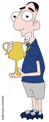 Illustration: Footballer holding trophy Footballer holding trophy