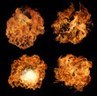 High resolution fire collection isolated on black background