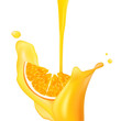 Orange falling into splash of juice. Vector illustration. Orange falling into splash of juice. Vector illustration.