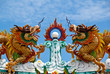 Double dragon on the roof stock photo