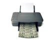 Printed money on white background