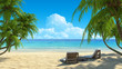 Two beach chairs on idyllic tropical white sand beach Two beach chairs on idyllic tropical white sand beach