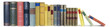 books in a row, isolated, free copy space, large format