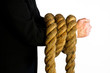 arms bound in rope