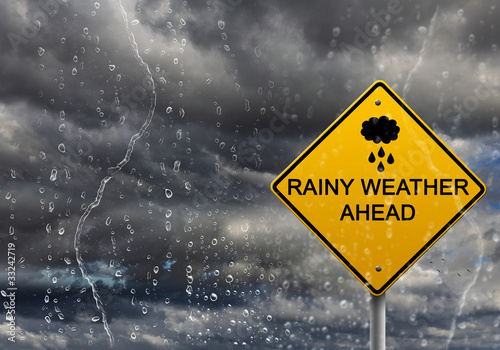 Photo: warning sign of bad weather ahead warning sign of bad weather ahead
