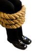 legs tied with rope