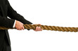 man pulling rope