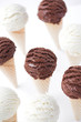 Ice cream cones - organic vanilla & chocolate. Shallow dof