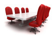 Conference table and red chairs , isolated Conference table and red chairs , isolated