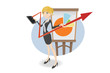Confident businesswoman presenting pie chart
