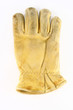 Worn leather work glove top view Worn leather work glove top view