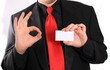 Business card and ok sign
