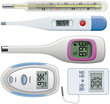 vector set of thermometers of different types
