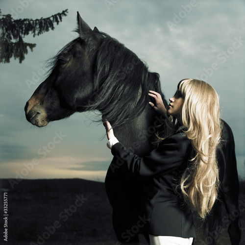 Photo: Beautiful girl and horse Beautiful girl and horse