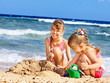 Children playing on  beach.