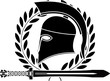 fantasy hellenic sword and helmet. stencil