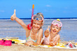 Child Playing On  Beach.