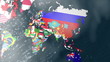 3D Flag World with Zoom to India with Clouds