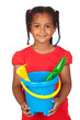 African little girl with beach toys