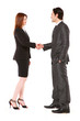businessman and businesswoman shaking hands