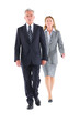businessman and businesswoman walking