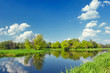 Landscape with flood waters of Narew river, Poland.