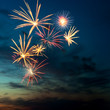 Brightly colorful fireworks in the night sky Brightly colorful fireworks in the night sky