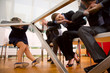 businessman and businesswoman exhausted during a meeting