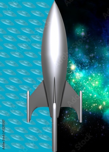 Illustration: Retro style rocket ship Retro style rocket ship