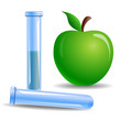 Apple with glass flasks (genetically modified apple)