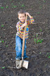 Little children with big shovel