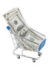 Shopping cart full of US dollars (isolated on white)