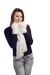 portrait of young woman feeling cold portrait of young woman feeling cold