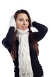 portrait of young woman feeling cold portrait of young woman feeling cold