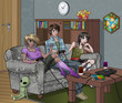 Youth playing video games in room Youth playing video games in room