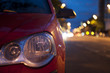 Headlight of a car at night