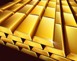 Stacked bars of gold bullion. Stacked bars of gold bullion.