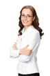 Portrait of happy smiling business woman in glasses, isolated Portrait of happy smiling business woman in glasses, isolated