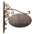 Old wooden signboard. Isolated on white, with clipping path.