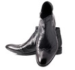 Pair of Black leather mens boots on white
