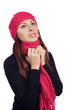 pretty young woman in scarf and cap pretty young woman in scarf and cap