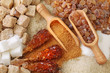 Various kinds of sugar close up