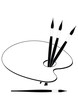 Vector: Withe palette and brushes - symbol of art and painting Withe palette and brushes - symbol of art and painting