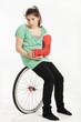 Girl with wheel and plaster cast