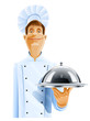 chef cook with tray and lid