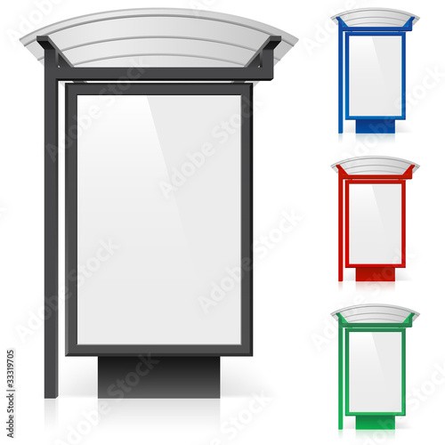 Vector: A billboard at a bus stop in different colors A billboard at a bus stop in different colors