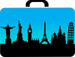 travel suitcase with cities icons travel suitcase with cities icons