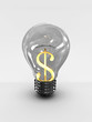 Light bulb with a dollar sign isolated on white background. 3D Light bulb with a dollar sign isolated on white background. 3D