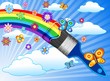Arcobaleno e Pennello Sfondo-Rainbow and Brush Background-Vector Arcobaleno e Pennello Sfondo-Rainbow and Brush Background-Vector