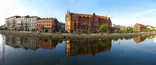 Panorama with buildings over the Brda in Bydgoszcz, Poland
